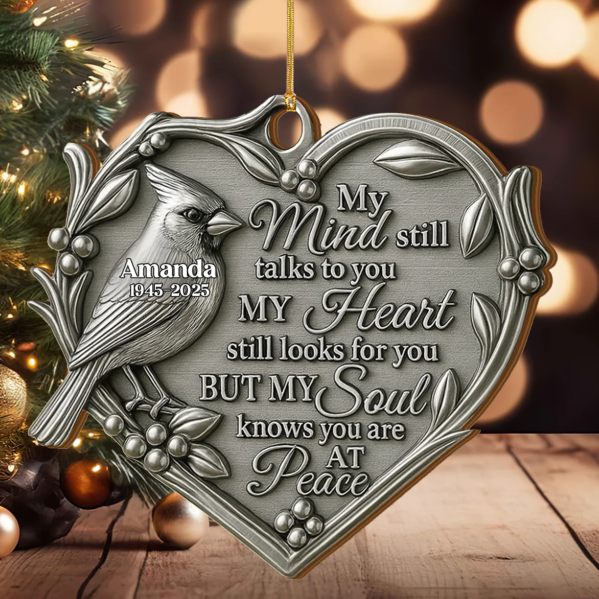 My Mind Still Talks To You - Personalized Wood Ornament Cutout & Print 1 Side - Image 2