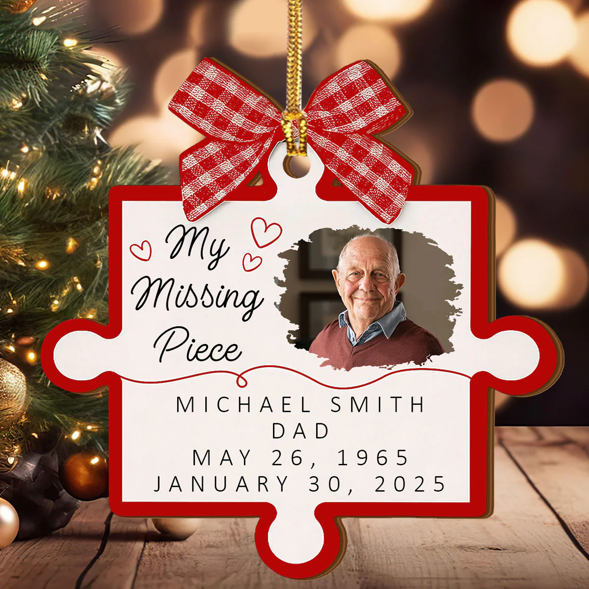 My Missing Piece - Personalized Wood Ornament Cutout & Print 1 Side - Image 2