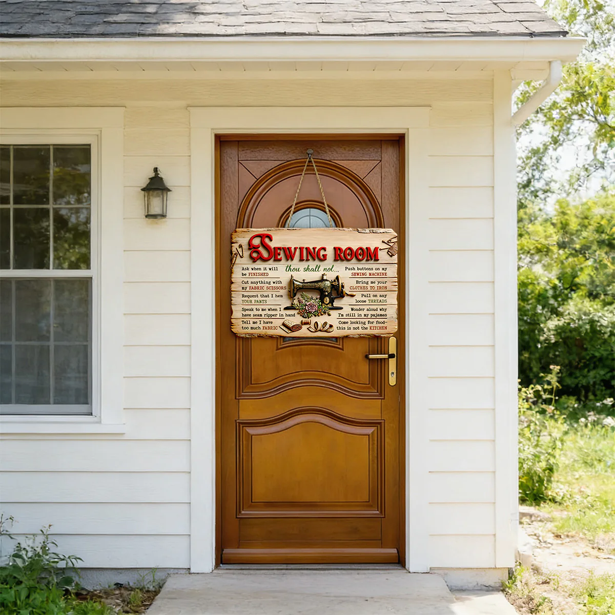 My Sewing Room Rules - Personalized Wooden Door Sign - Image 5