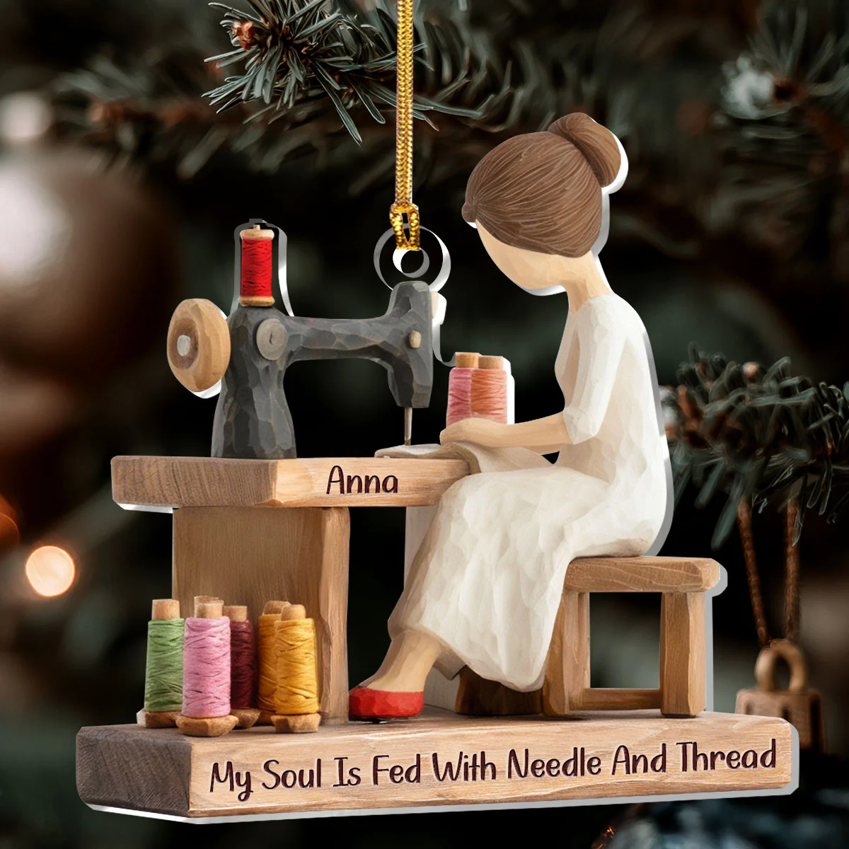 My Sewing Space Is My Happy Place - Personalized 1-Layer Acrylic Ornament - Image 6