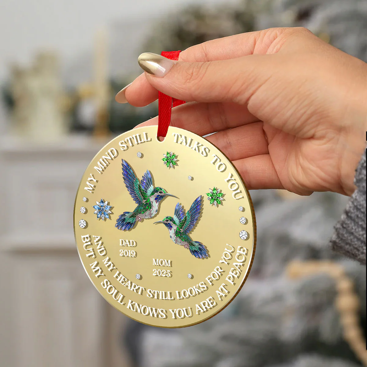 My Soul Knows You Are At Peace - Personalized Mirror Ornament - Image 4