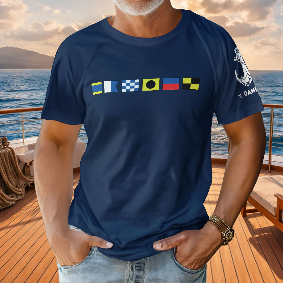 Name In Nautical Flags Gift For Fishing Lovers Sailors Friends - Personalized All-Over-Print T-Shirt