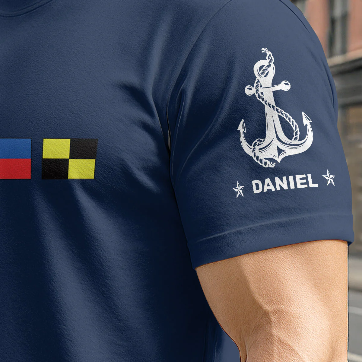 Name In Nautical Flags Gift For Fishing Lovers Sailors Friends - Personalized All-Over-Print T-Shirt - Image 3
