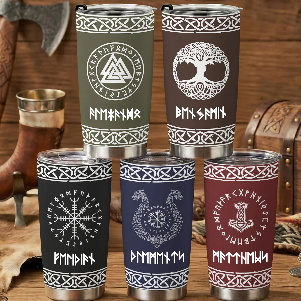 Name In Runes Viking Gift For Dad, Husband, Boyfriend, Hiking Lovers - Personalized Stainless Steel Tumbler
