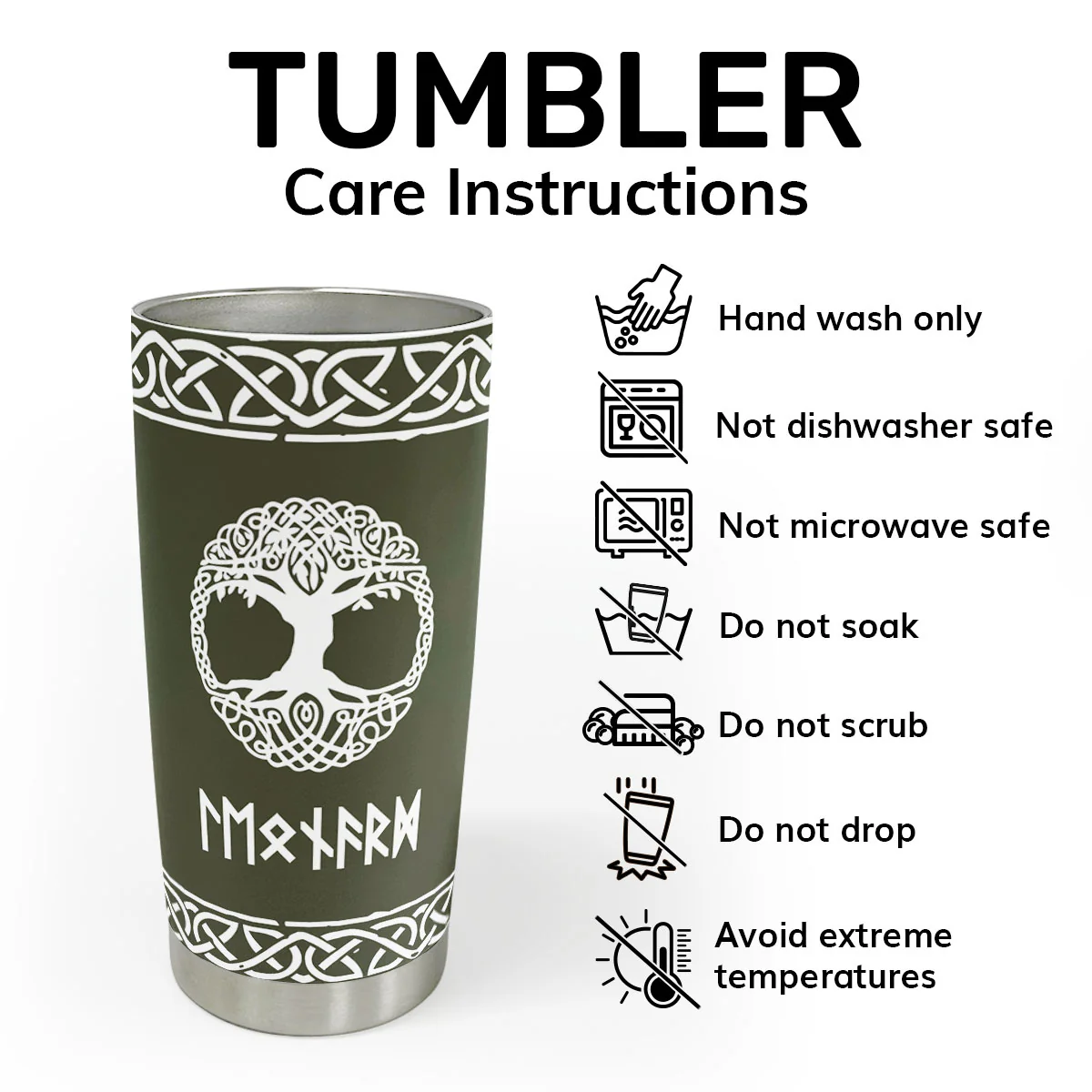 Name In Runes Viking Gift For Dad, Husband, Boyfriend, Hiking Lovers - Personalized Stainless Steel Tumbler - Image 5
