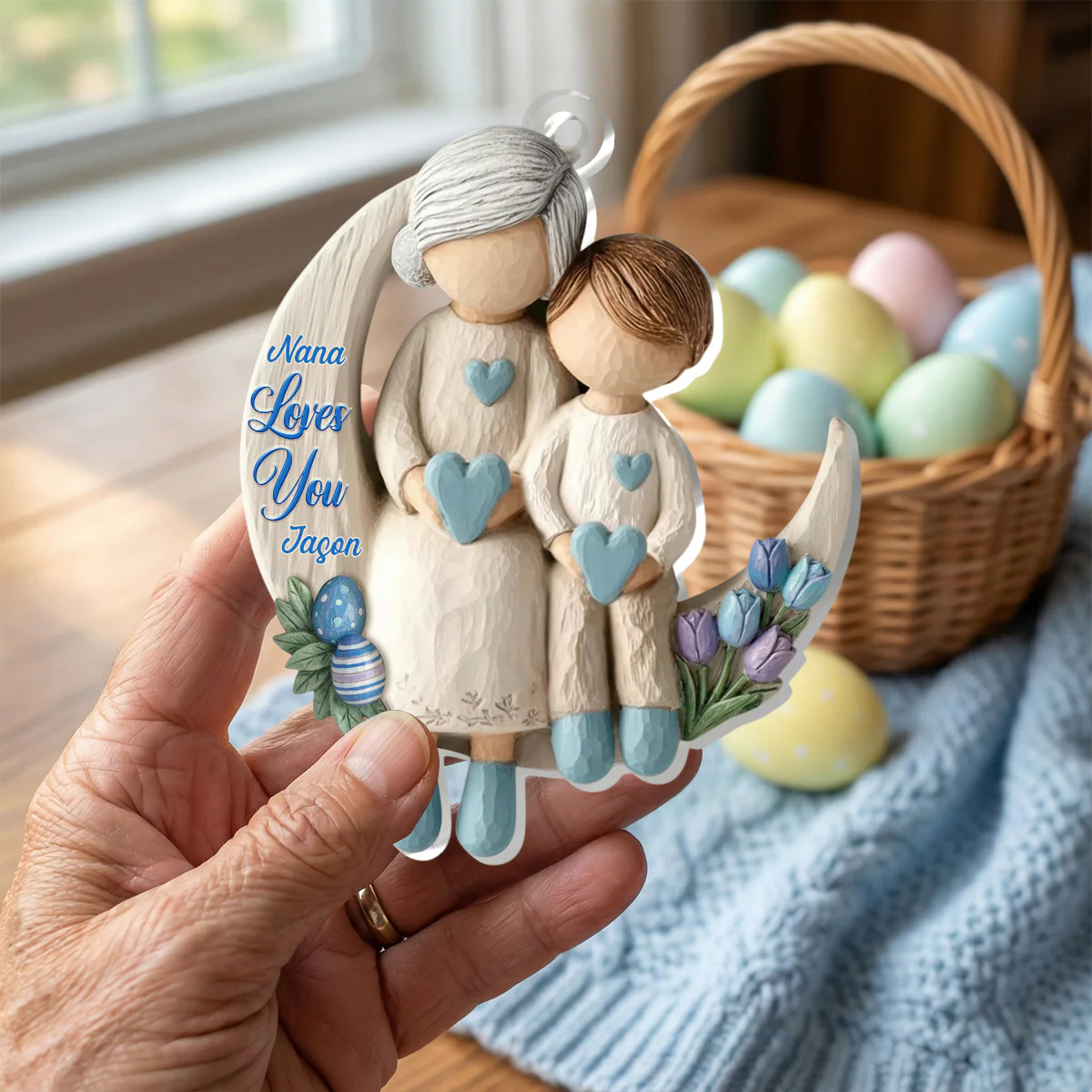 Nana Loves You - Personalized 1-Layer Acrylic Ornament - Image 2