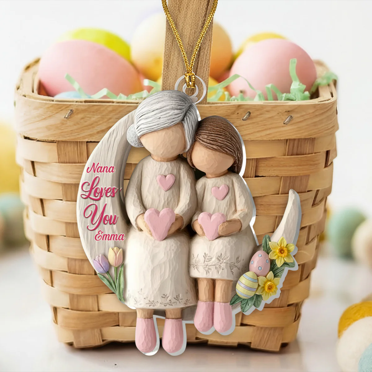 Nana Loves You - Personalized 1-Layer Acrylic Ornament - Image 3