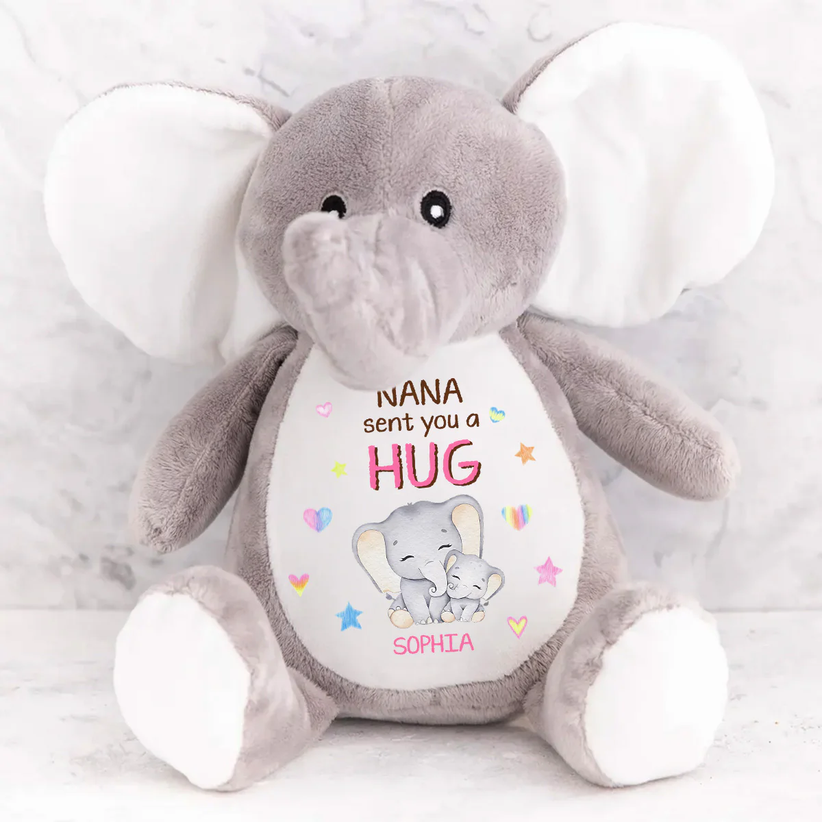 Nana Sent You A Hug - Personalized Stuffed Elephant