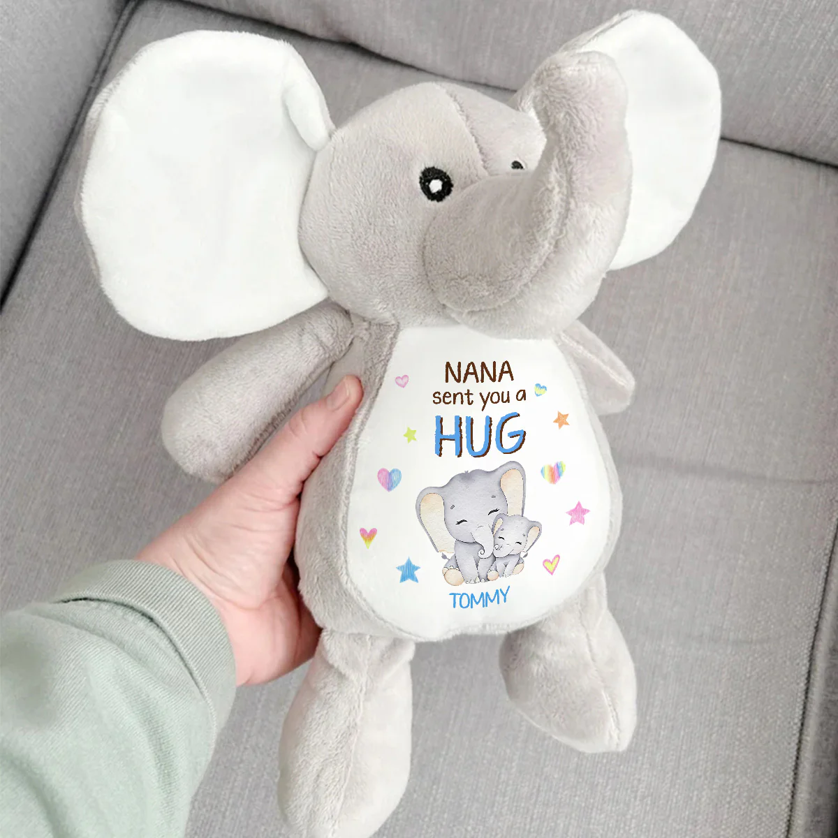 Nana Sent You A Hug - Personalized Stuffed Elephant - Image 3