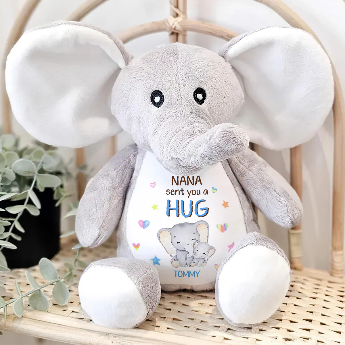 Nana Sent You A Hug - Personalized Stuffed Elephant - Image 4
