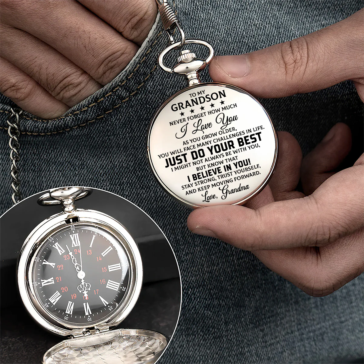 Never Forget How Much I Love You - Personalized Pocket Watch - Image 2