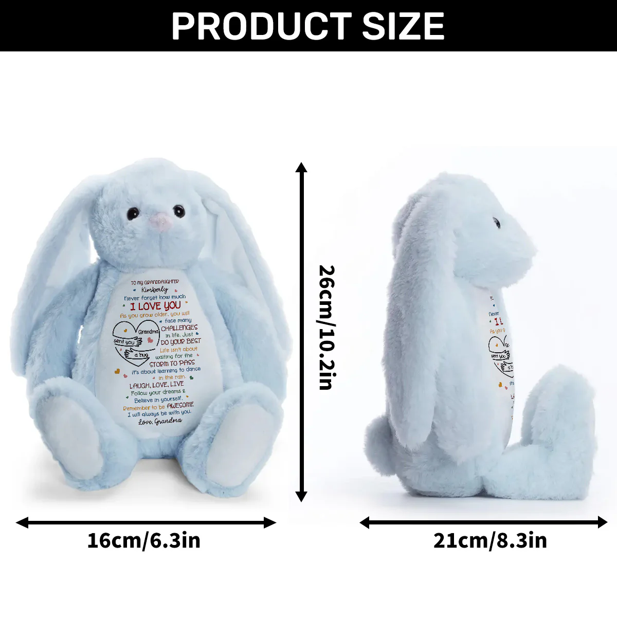 Never Forget I Love You 2 - Personalized Stuffed Bunny - Image 6