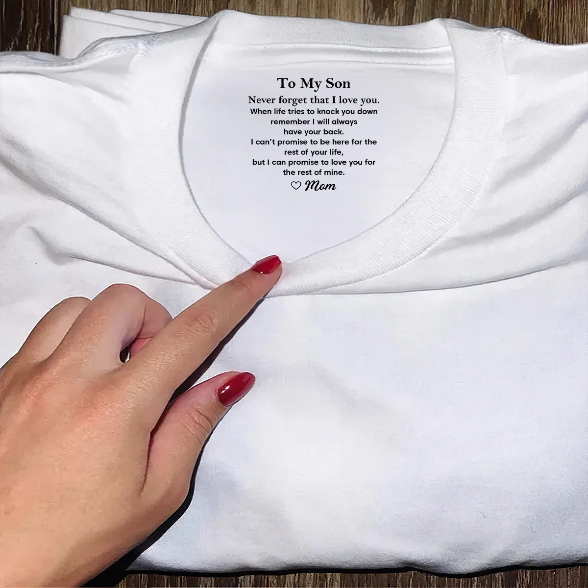 Never Forget That I Love You Gift For Son - Personalized Shirt With Design Inner Neck - Image 5