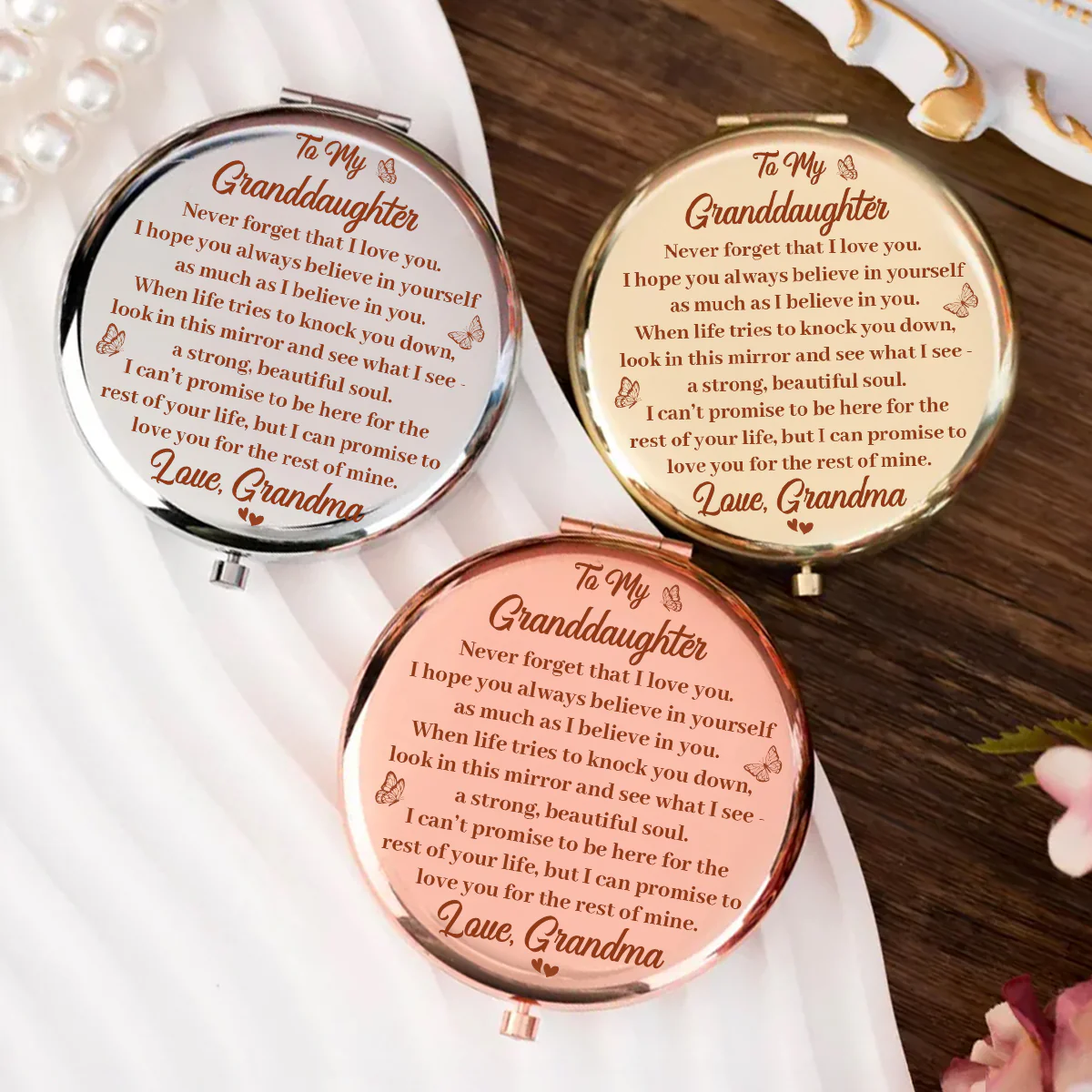 Never Forget That I Love You - Personalized Circle Metallic Mirror - Image 2