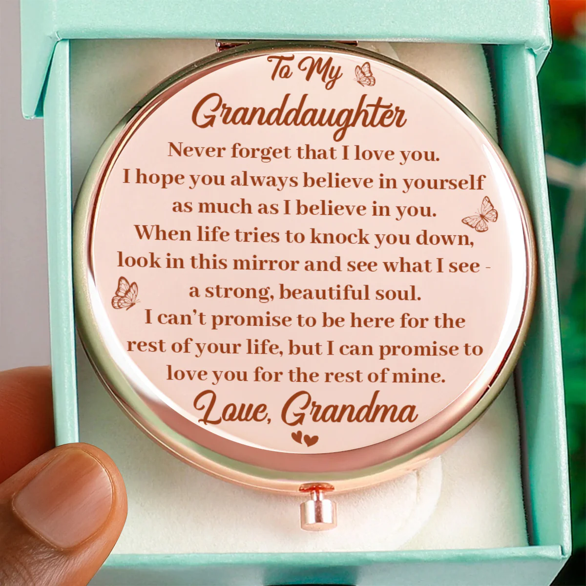 Never Forget That I Love You - Personalized Circle Metallic Mirror - Image 3