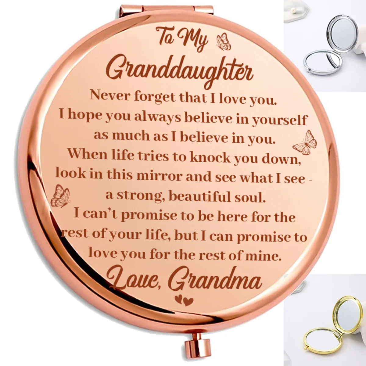 Never Forget That I Love You - Personalized Circle Metallic Mirror - Image 5