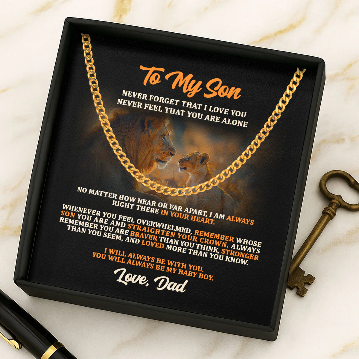 Never Forget That I Love You - Personalized Men's Cuban Link Chain - Image 3