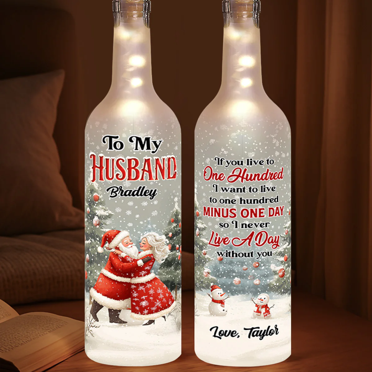 Never Live A Day Without You - Personalized Bottle Lamp - Image 4