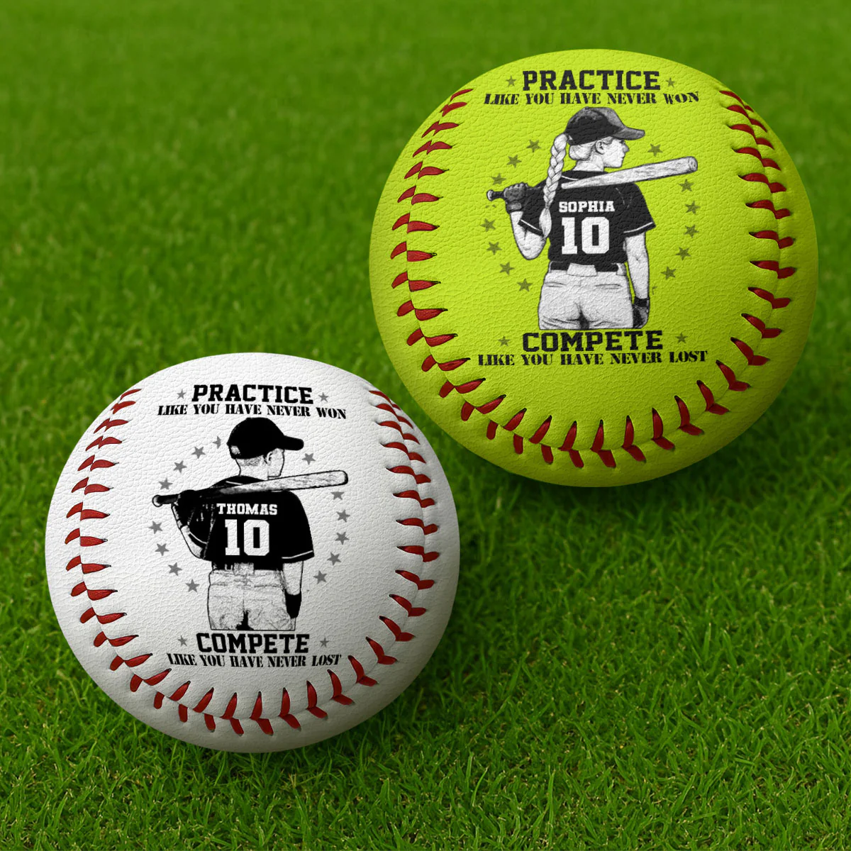 Never Satisfied Never Defeated - Personalized Baseball & Softball