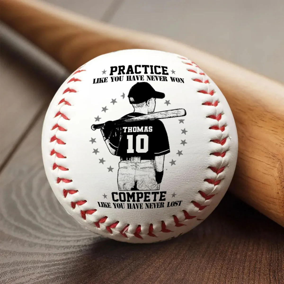 Never Satisfied Never Defeated - Personalized Baseball & Softball - Image 2