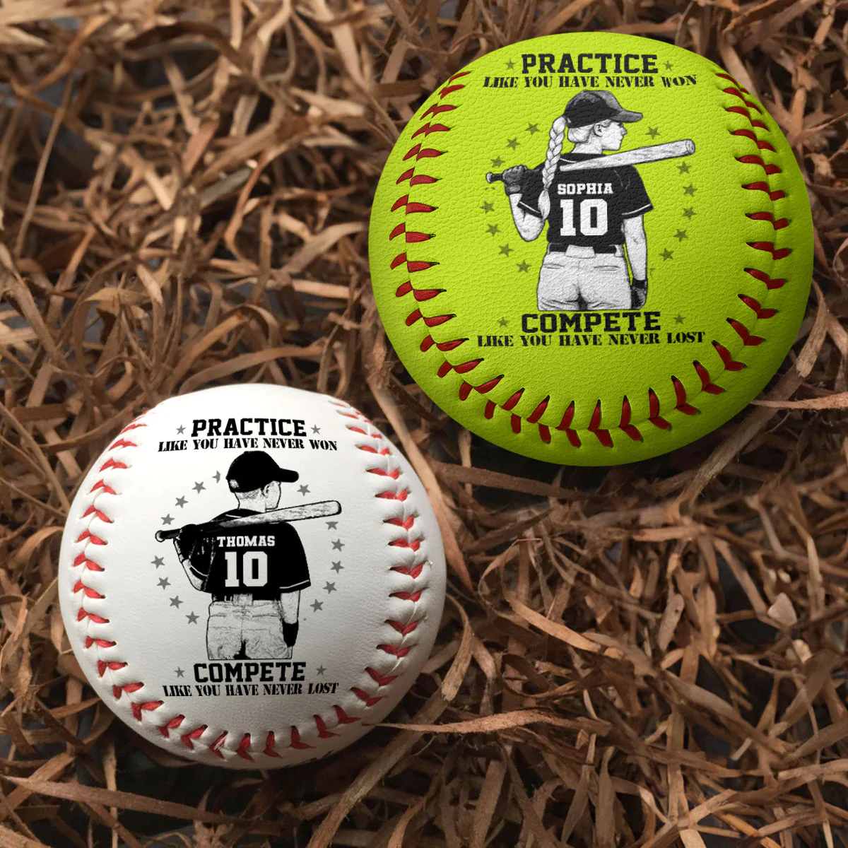 Never Satisfied Never Defeated - Personalized Baseball & Softball - Image 4