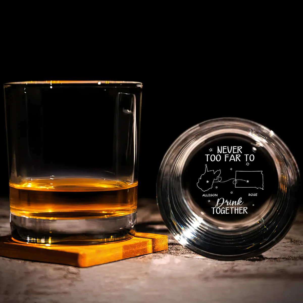 Never Too Far To Drink - Personalized Engraved Whiskey Glass - Image 5