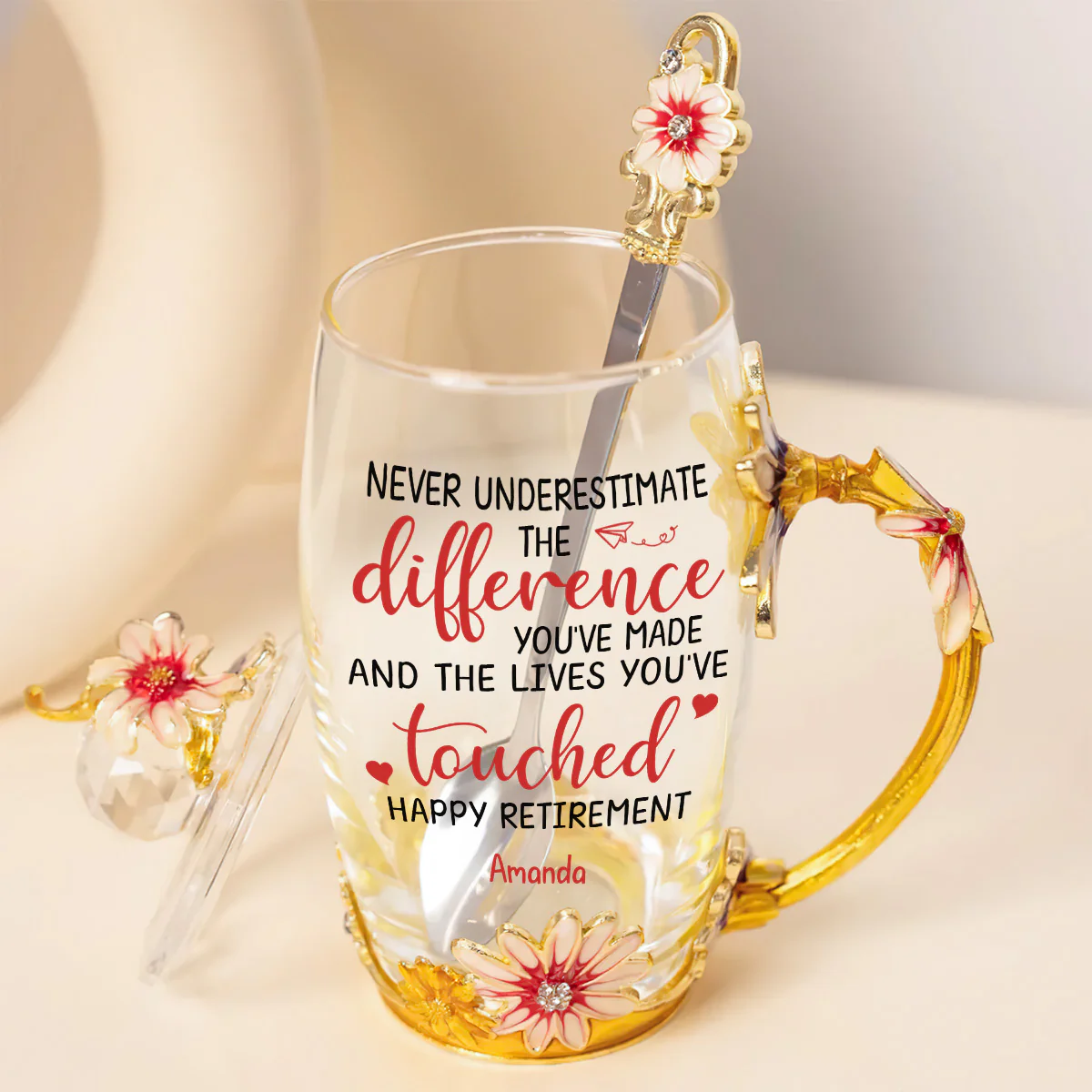 Never Underestimate The Difference You've Made - Personalized Flower Tea Cup - Image 4