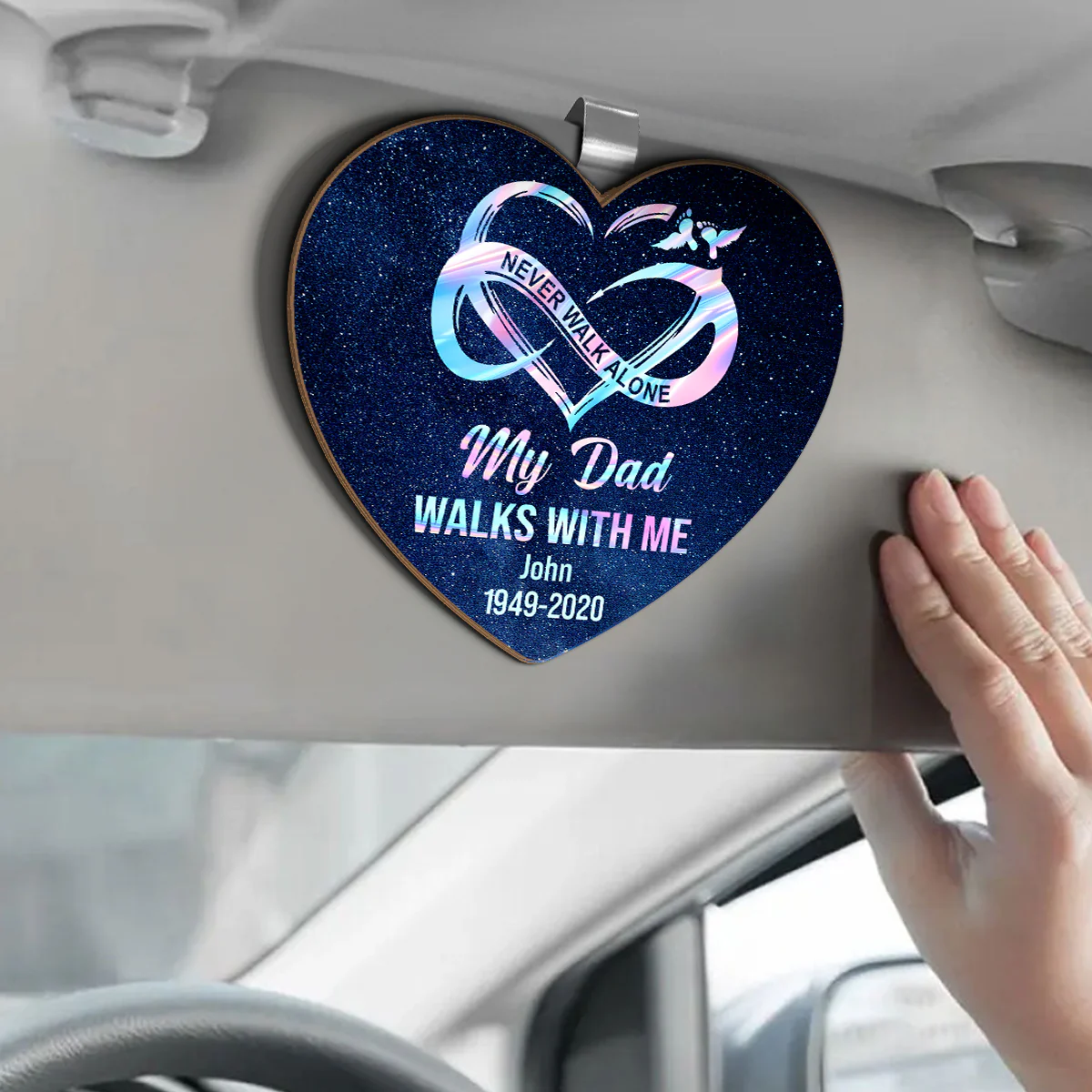 Never Walks Alone - Personalized Car Visor Clip - Image 3