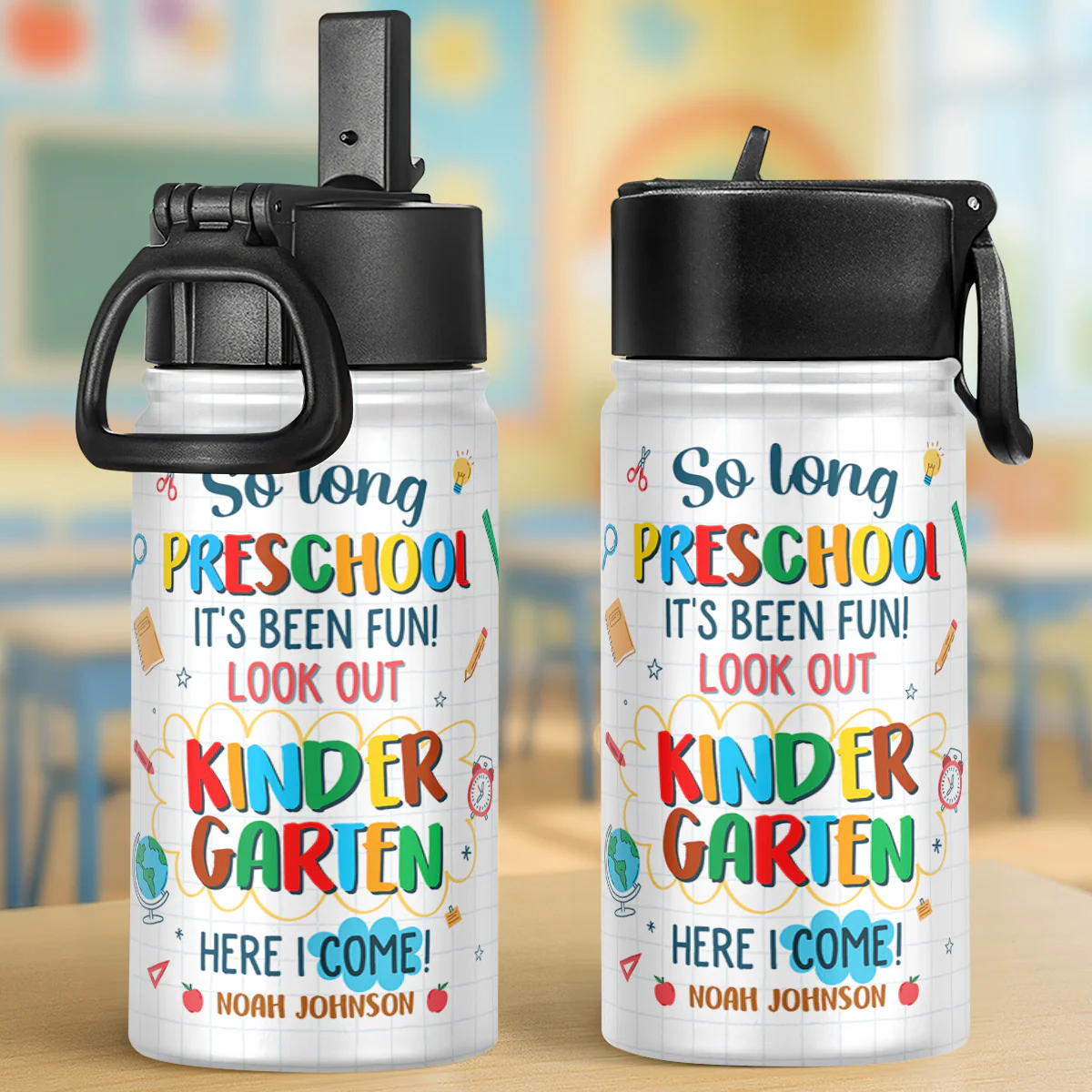 New Chapter Here I Come - Personalized Kids Stainless Steel Water Bottle