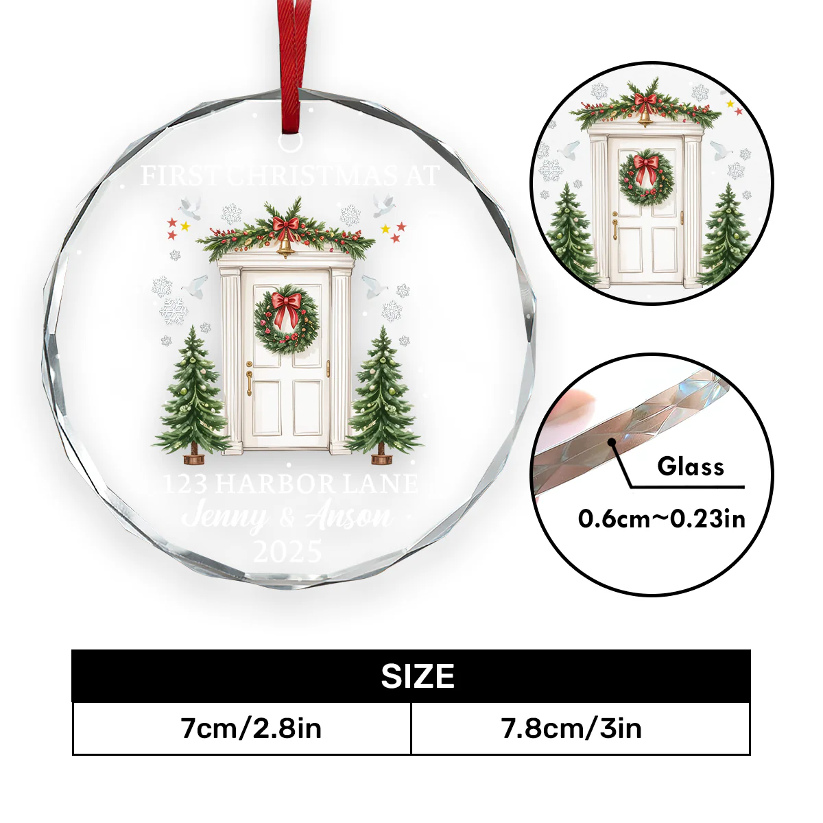 New Home Christmas - Personalized Round Shaped Glass Ornament - Image 4