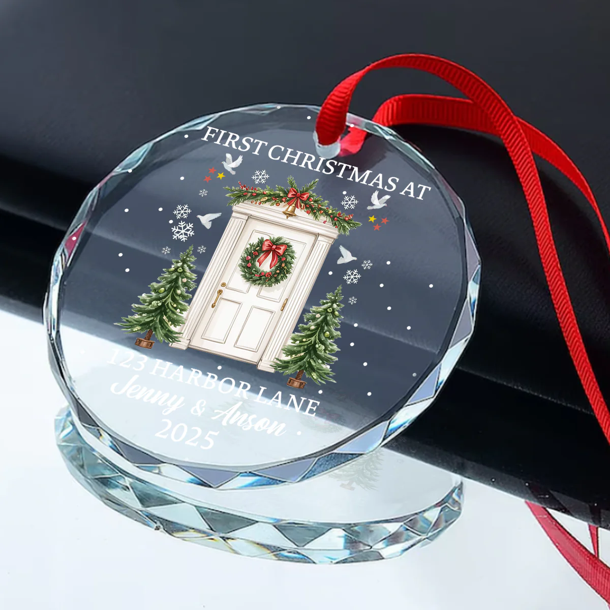 New Home Christmas - Personalized Round Shaped Glass Ornament - Image 5