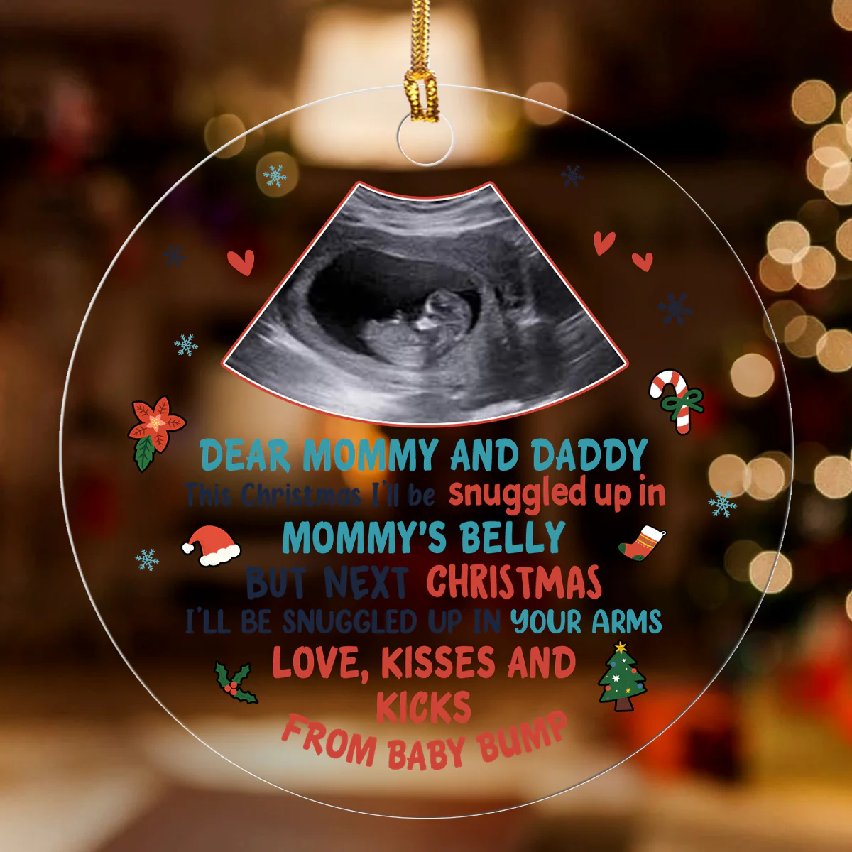 Next Christmas I'll Be Snuggled Up In Your Arms - Personalized 1-Layer Acrylic Ornament - Image 2