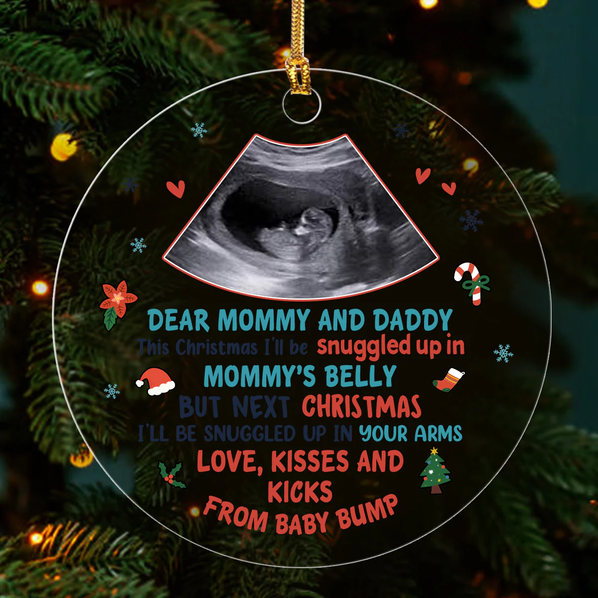 Next Christmas I'll Be Snuggled Up In Your Arms - Personalized 1-Layer Acrylic Ornament - Image 3