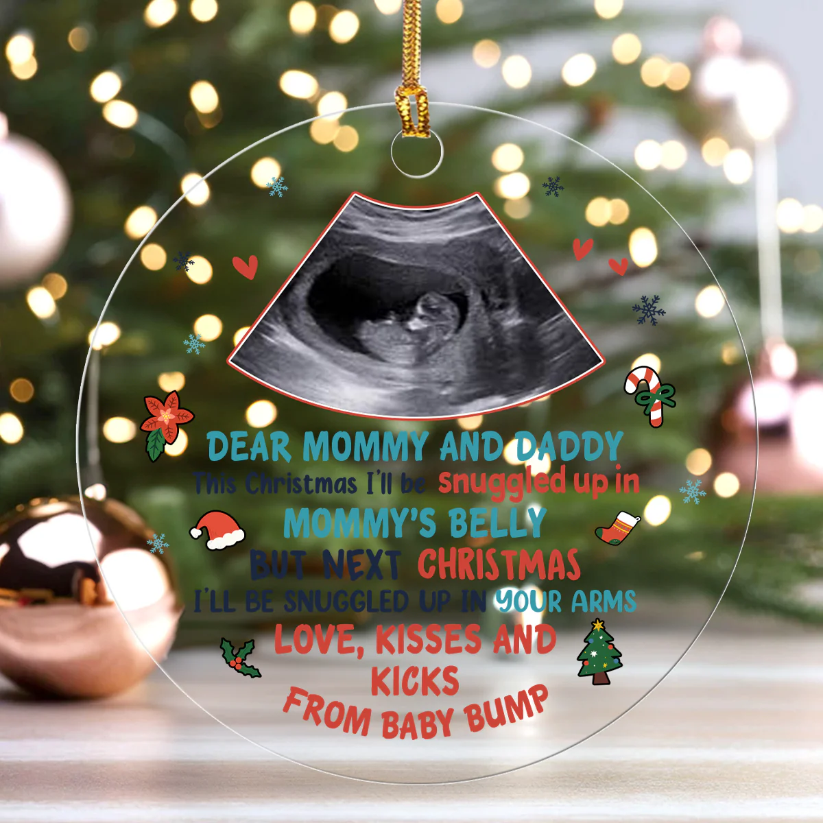 Next Christmas I'll Be Snuggled Up In Your Arms - Personalized 1-Layer Acrylic Ornament - Image 4