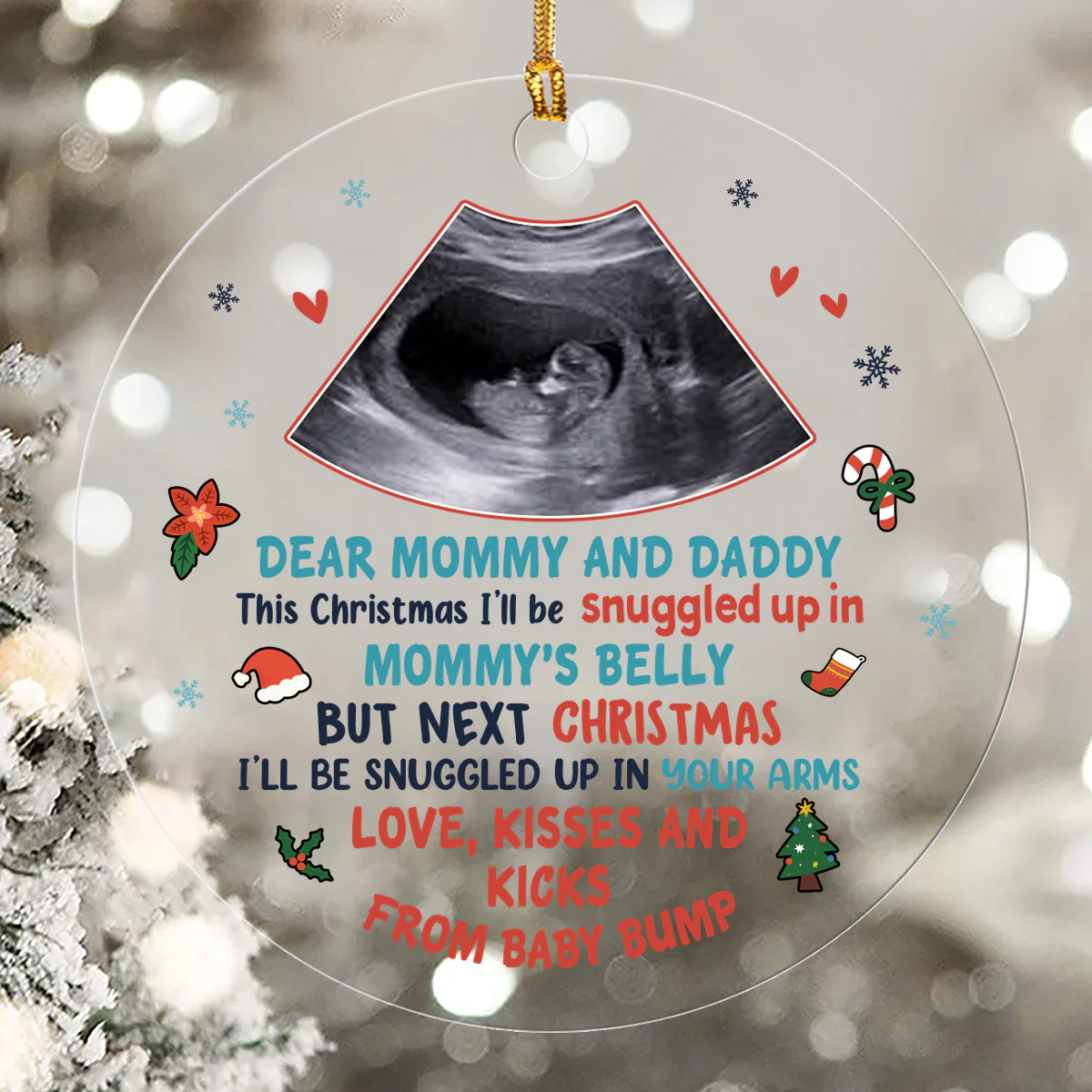 Next Christmas I'll Be Snuggled Up In Your Arms - Personalized 1-Layer Acrylic Ornament - Image 5