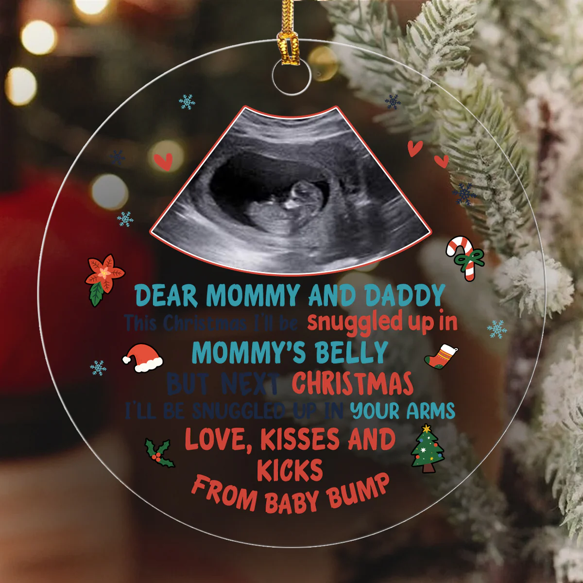 Next Christmas I'll Be Snuggled Up In Your Arms - Personalized 1-Layer Acrylic Ornament - Image 6