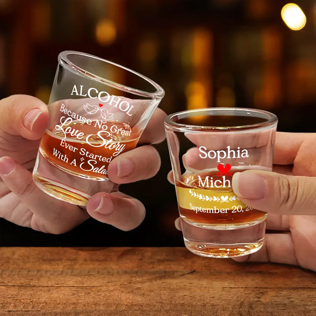 No Great Love Story Ever Started With A Salad - Personalized Shot Glass - Image 2