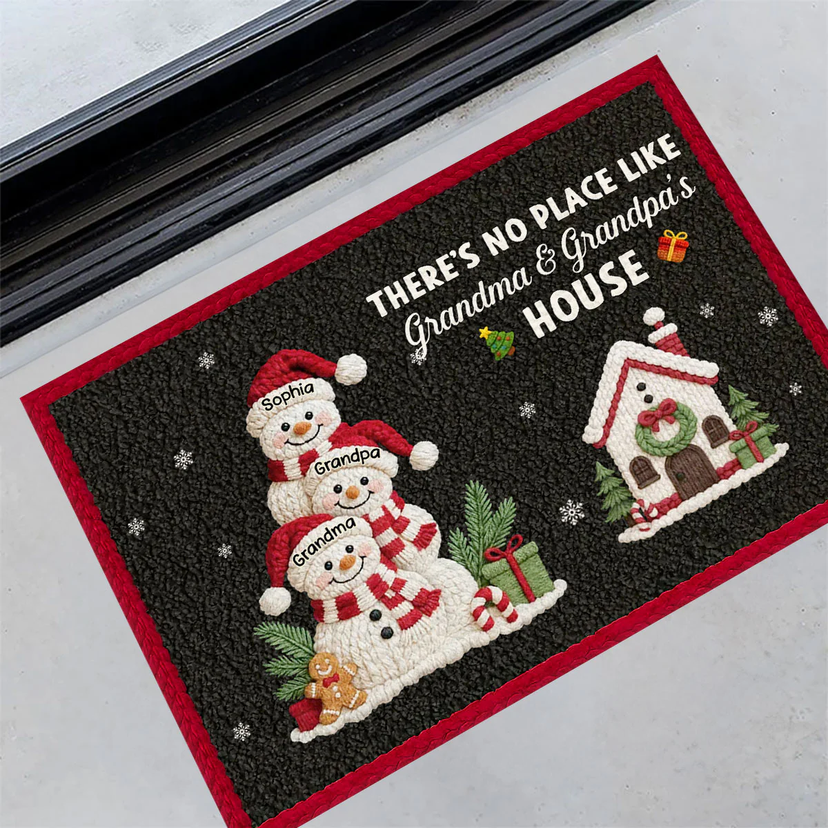 No Place Like Grandma Grandpa's House Snowman - Personalized Doormat - Image 4