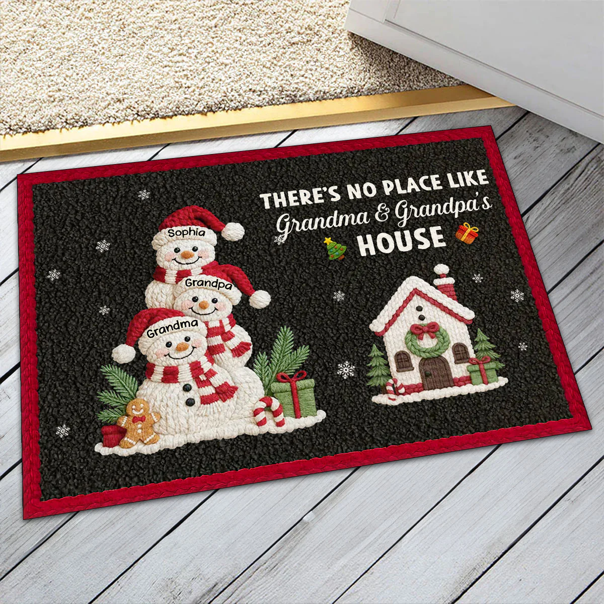 No Place Like Grandma Grandpa's House Snowman - Personalized Doormat - Image 6