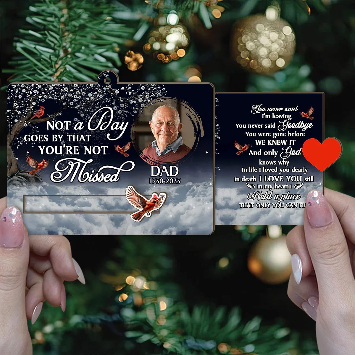 Not A Day Goes By That You're Not Missed - Personalized Wooden Slider Ornament - Image 4