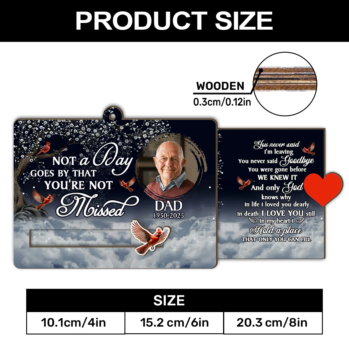 Not A Day Goes By That You're Not Missed - Personalized Wooden Slider Ornament - Image 5
