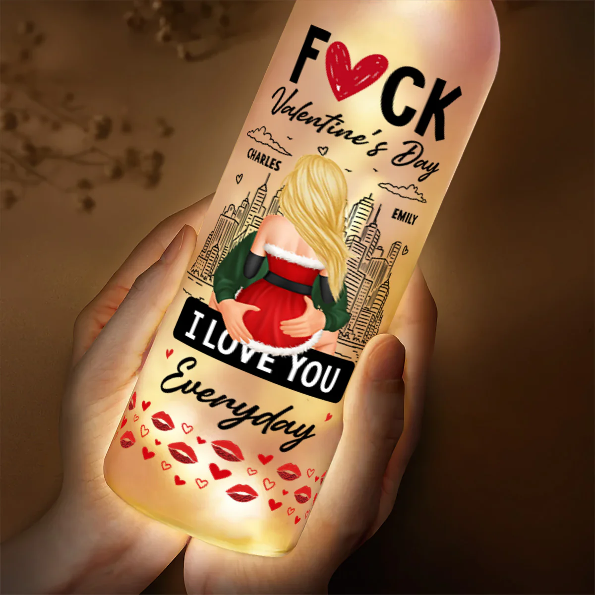 Not Just Valentine's Day I Love You Everyday - Personalized Bottle Lamp - Image 3