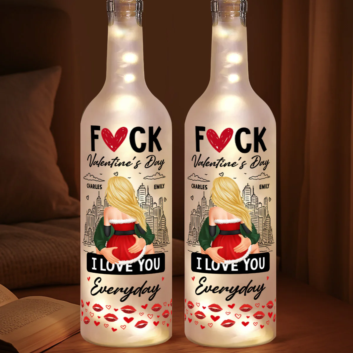 Not Just Valentine's Day I Love You Everyday - Personalized Bottle Lamp - Image 4