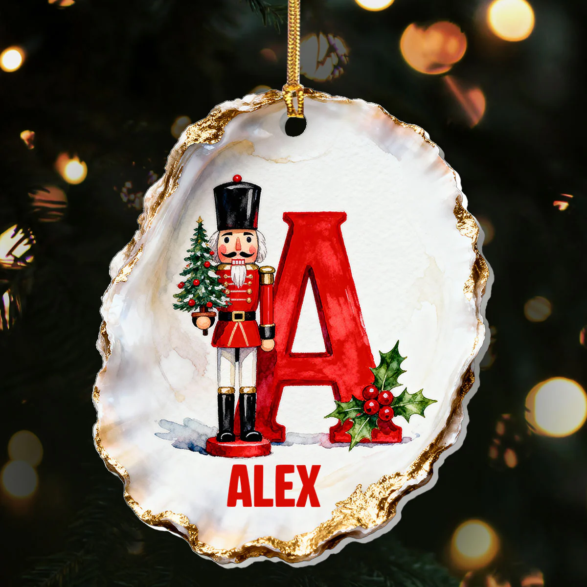 Nutcracker Decoupage Oyster Shell - Personalized 1-Layer Acrylic Ornament
