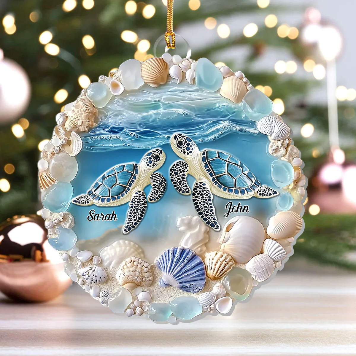 Ocean Love - Personalized 1-Layer Acrylic Ornament - Image 4
