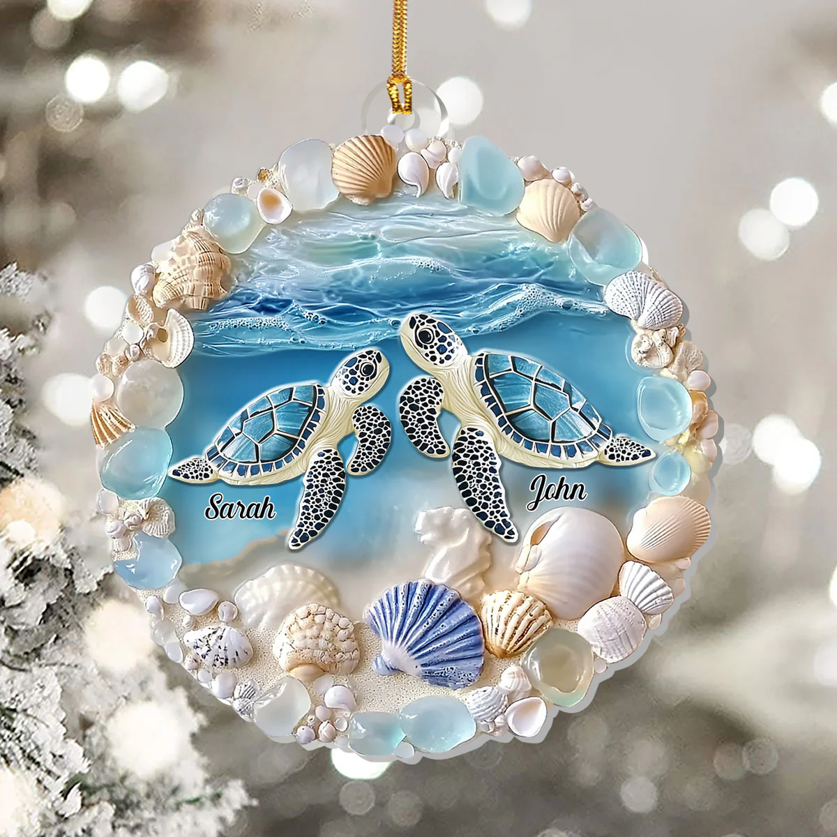 Ocean Love - Personalized 1-Layer Acrylic Ornament - Image 5