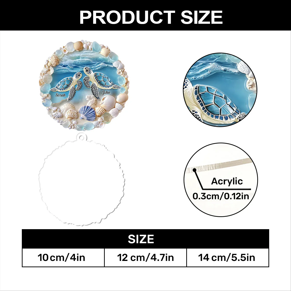 Ocean Love - Personalized 1-Layer Acrylic Ornament - Image 7