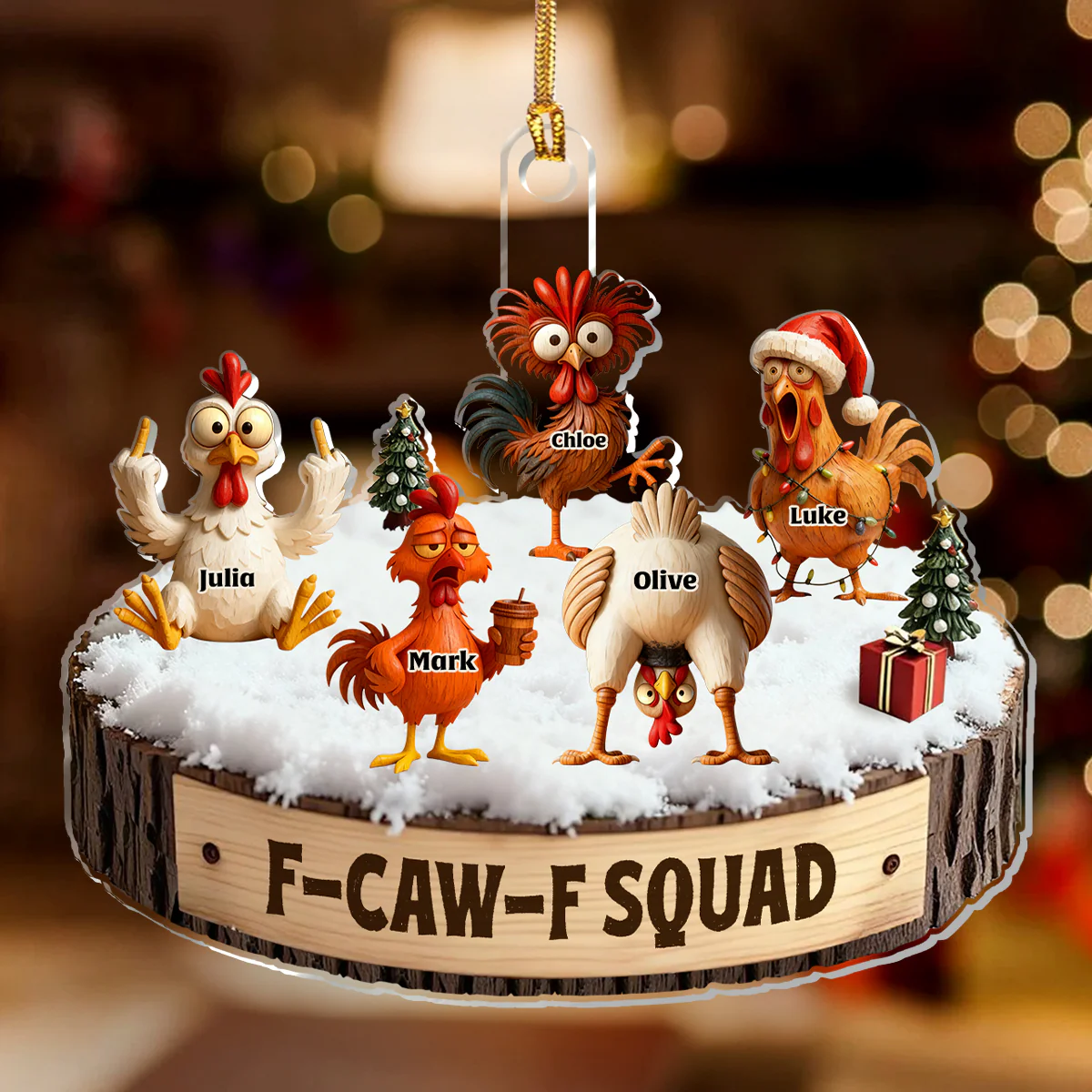 Office Chaos Squad Snow - Personalized 1-Layer Acrylic Ornament - Image 2