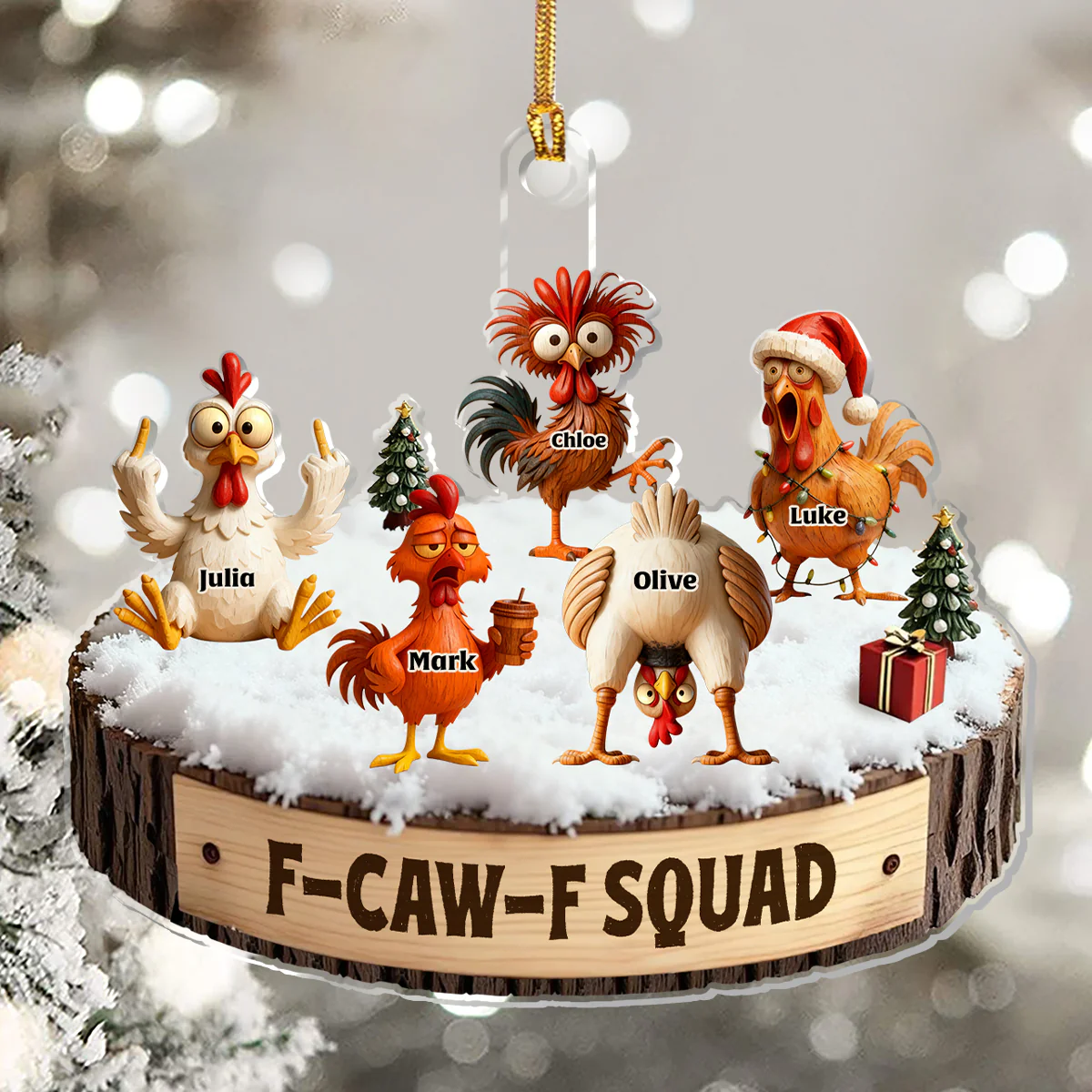 Office Chaos Squad Snow - Personalized 1-Layer Acrylic Ornament - Image 5