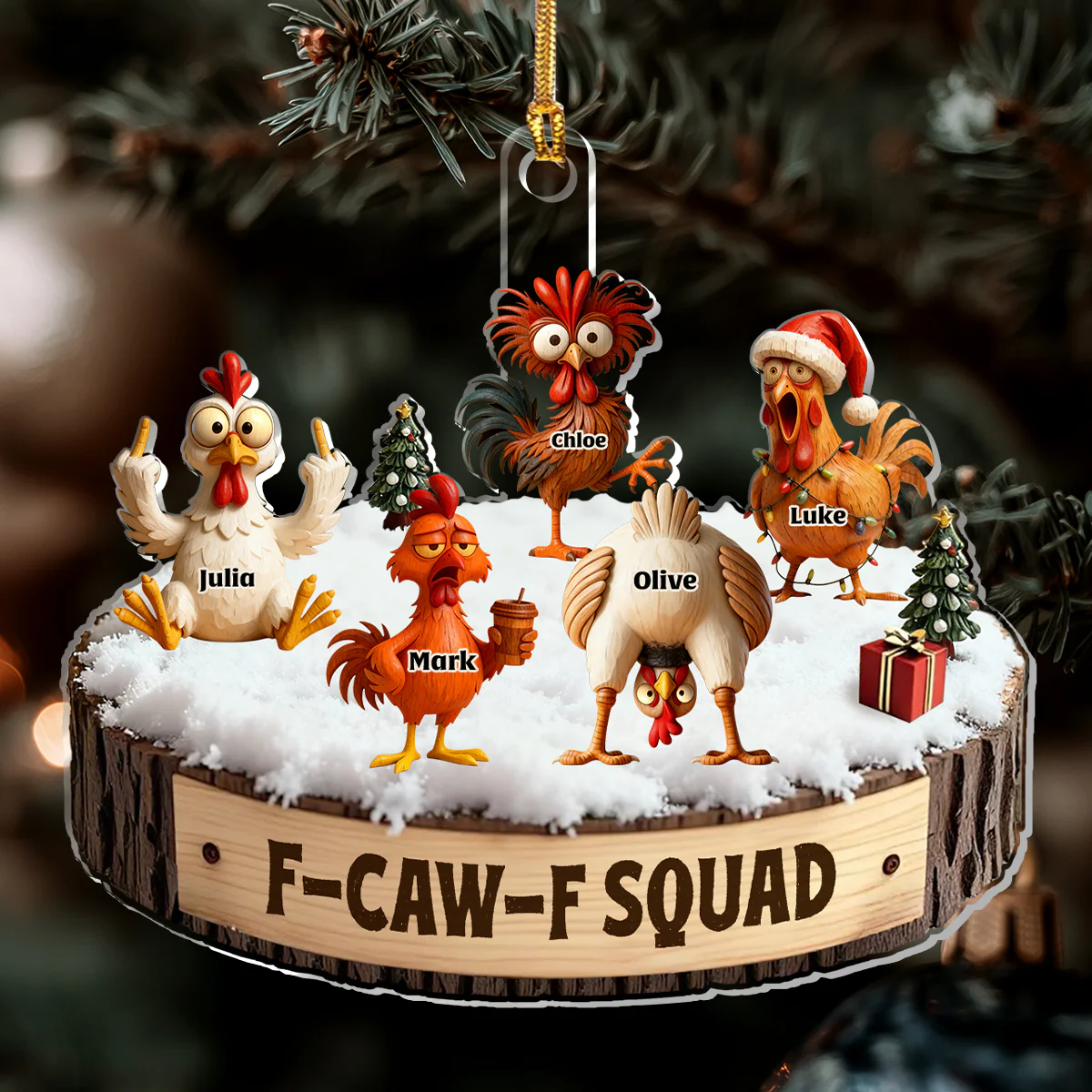 Office Chaos Squad Snow - Personalized 1-Layer Acrylic Ornament - Image 6